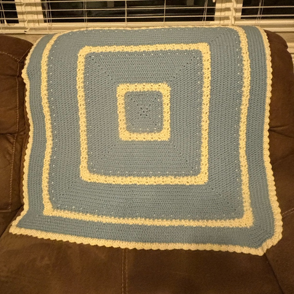 Crochet Homemade Baby Afghan Blue & White